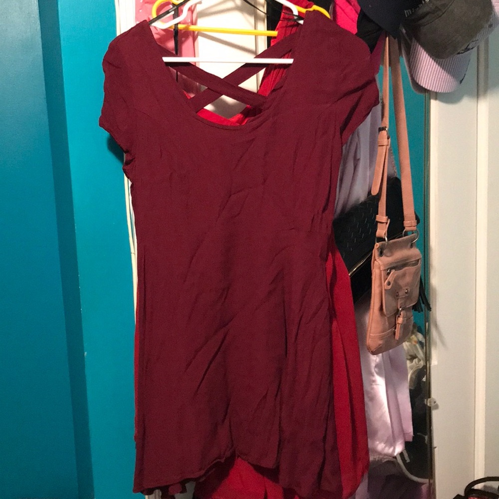Burgundy mini dress